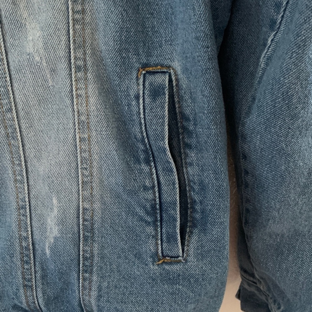 The Top Romance Blue Distressed Jean Jacket​​ - Picture 5 of 14
